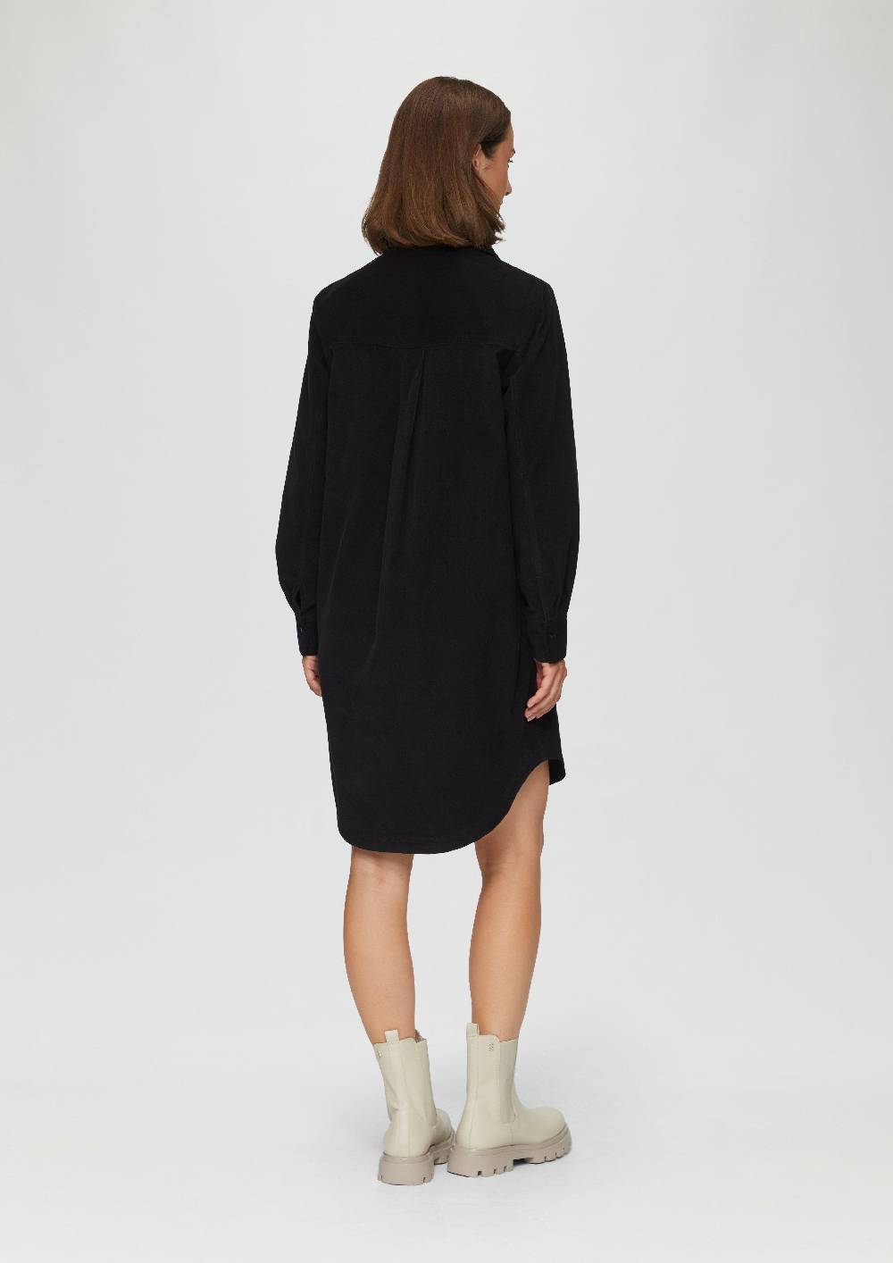 S.Oliver Hemdblusenkleid aus Feincord mit seitlichen Eingrifftaschen Saisonschlussverkauf