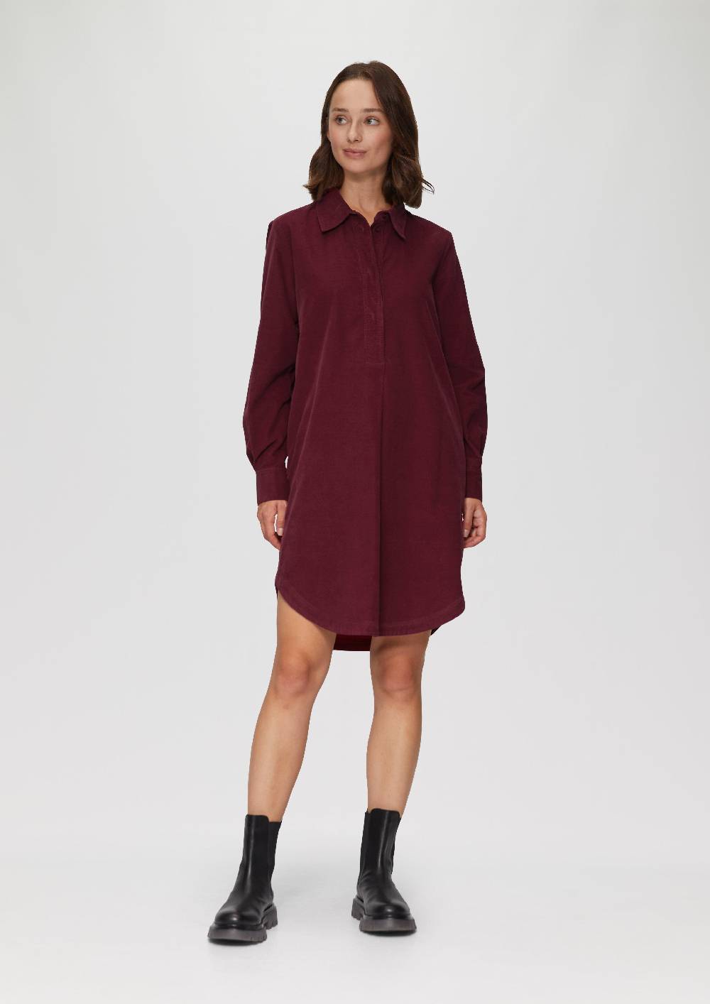 S.Oliver Hemdblusenkleid aus Feincord mit seitlichen Eingrifftaschen Black Friday