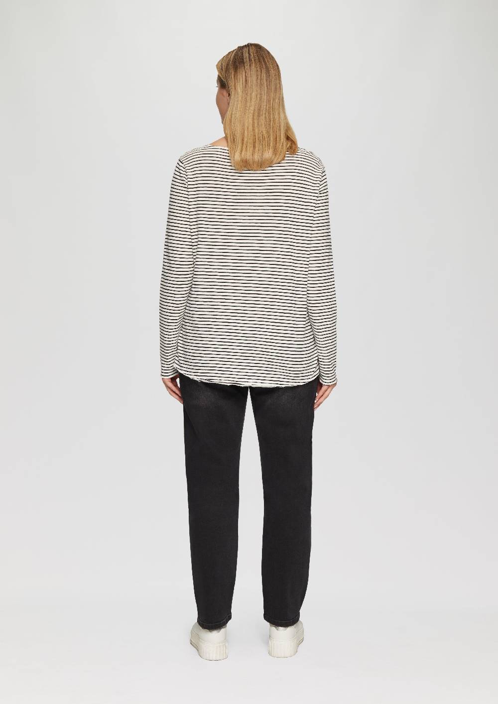 S.Oliver Longsleeve mit Flammgarnstruktur und Rundhalsausschnitt Lagerräumung