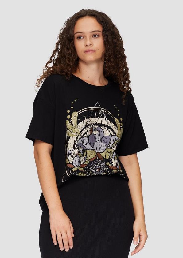 S.Oliver Print-T-Shirt mit überschnittenen Schultern Neueste Mode