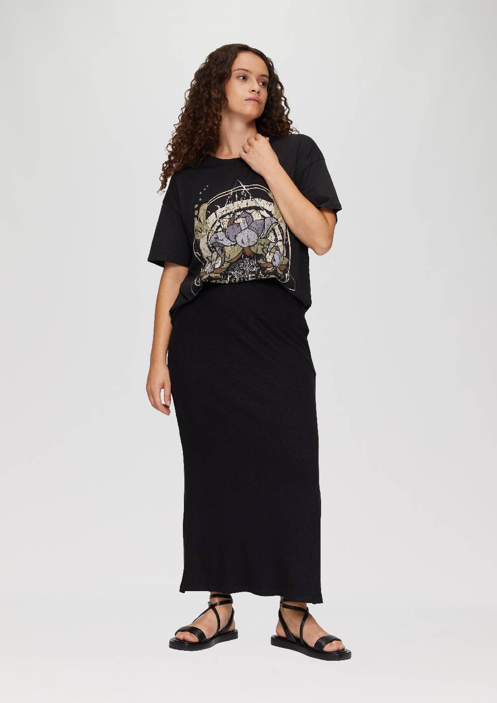 S.Oliver Print-T-Shirt mit überschnittenen Schultern Neueste Mode