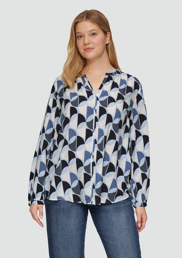 S.Oliver Viskose-Bluse mit Raffdetails und All-over-Print Exklusive Angebote