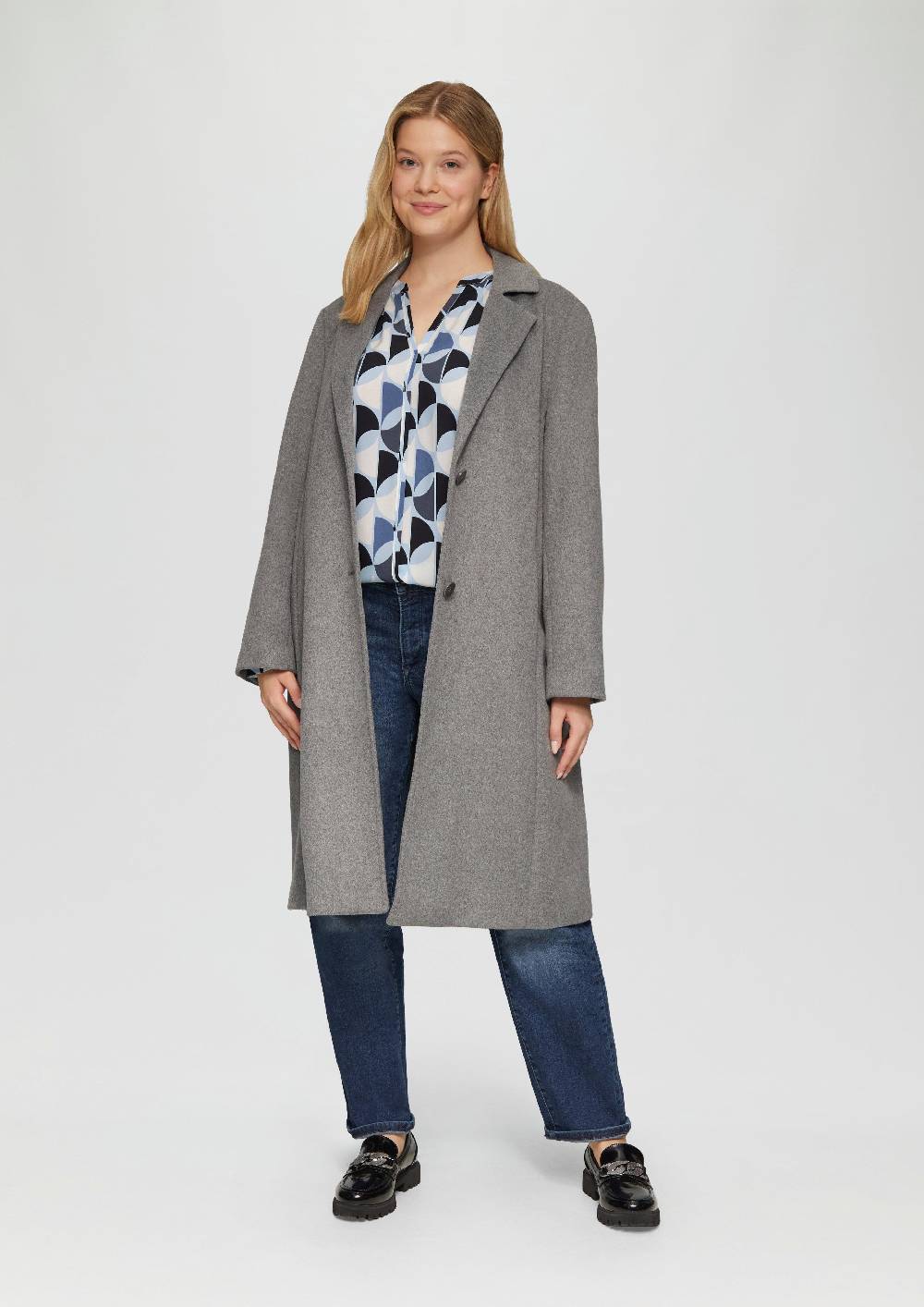 S.Oliver Viskose-Bluse mit Raffdetails und All-over-Print Exklusive Angebote