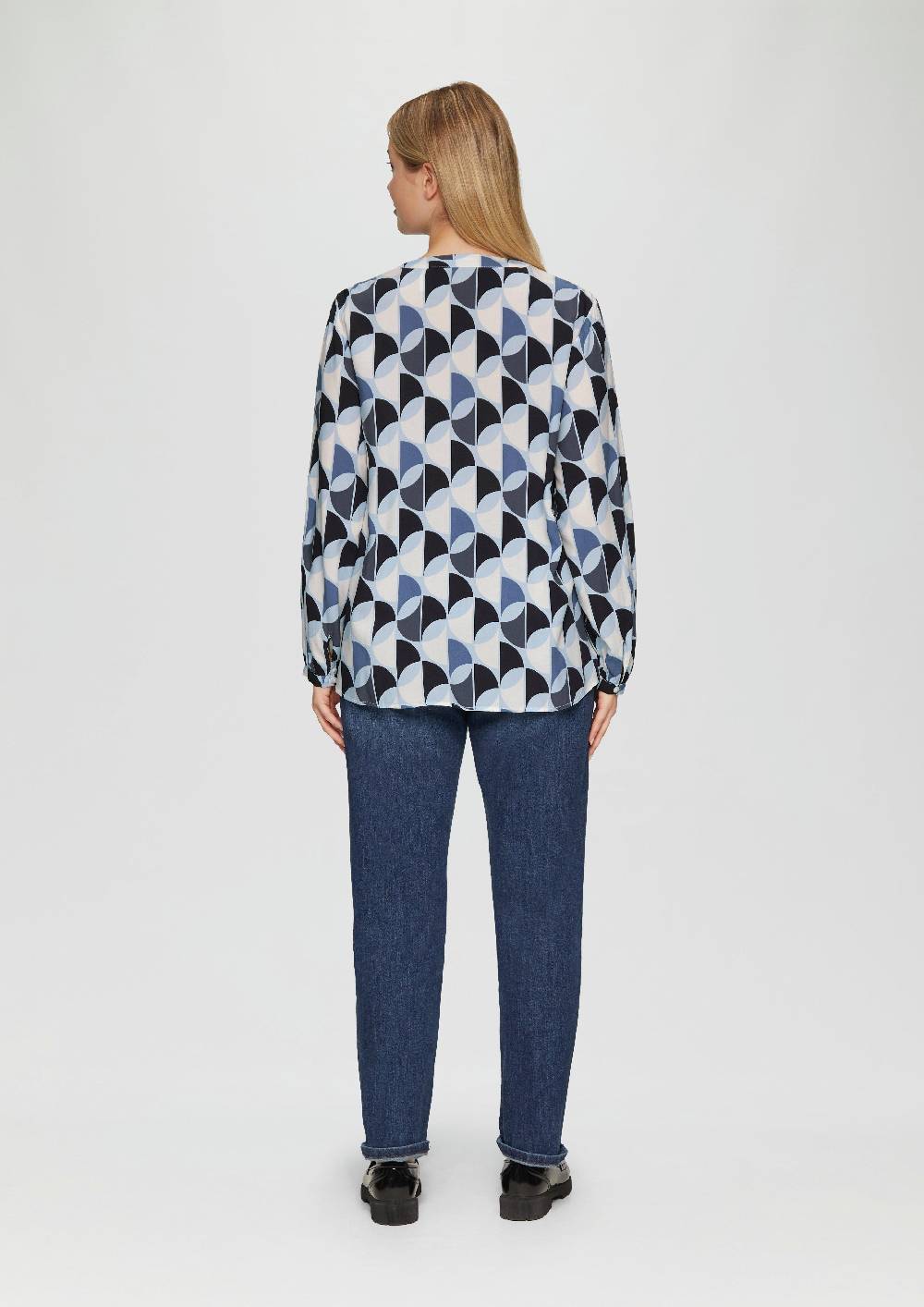 S.Oliver Viskose-Bluse mit Raffdetails und All-over-Print Exklusive Angebote