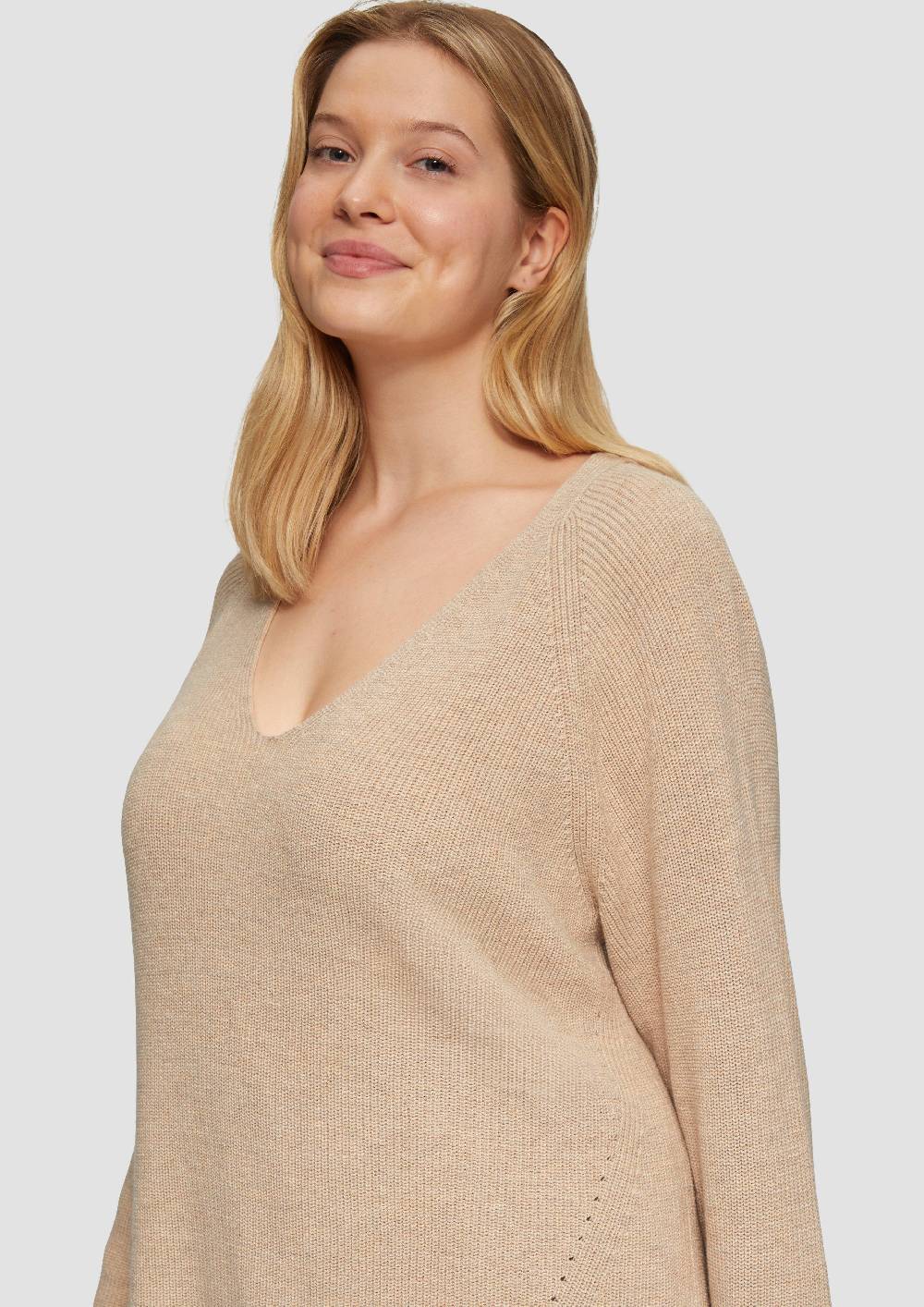 S.Oliver Strickpullover mit V-Ausschnitt im Loose Fit Tiefpreis