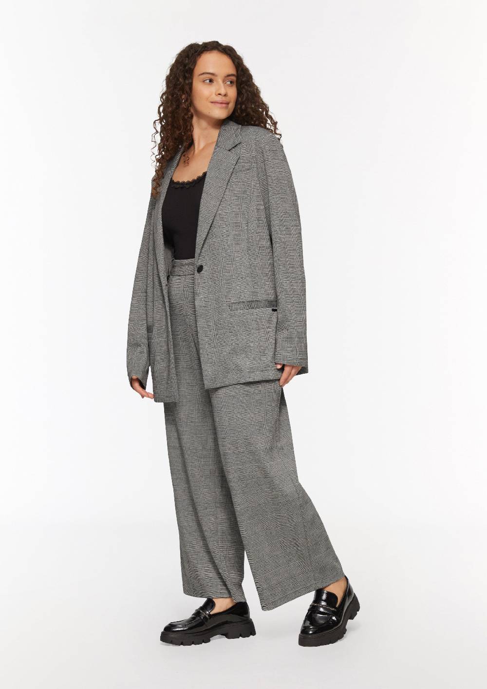 S.Oliver Gemusterte Wide-Leg-Hose aus Interlock-Jersey Bis zu 50% Rabatt