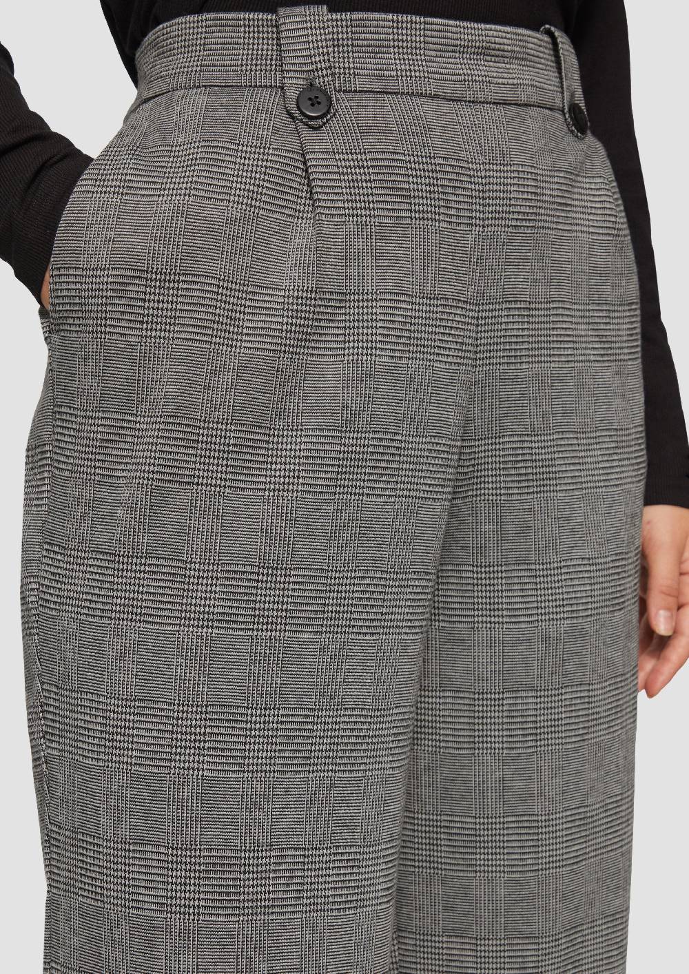 S.Oliver Gemusterte Wide-Leg-Hose aus Interlock-Jersey Bis zu 50% Rabatt