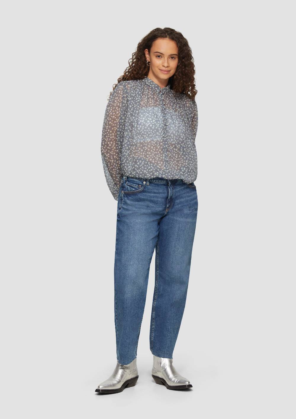 S.Oliver Leicht transparente Chiffonbluse mit Puffärmeln Kostenloser Versand