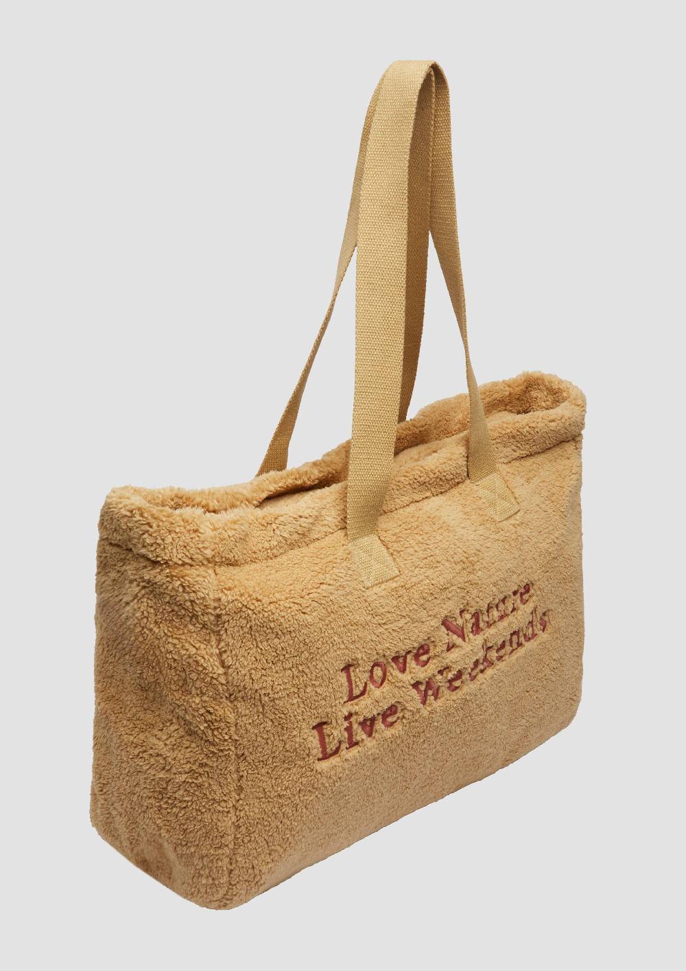S.Oliver Shopper aus Teddyplüsch mit Stickerei Clearance-Verkauf
