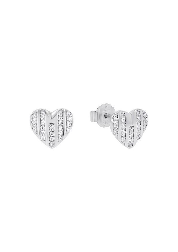 S.Oliver Silber-Ohrstecker mit Zirkonia-Steinen in Herzform Online Shopping