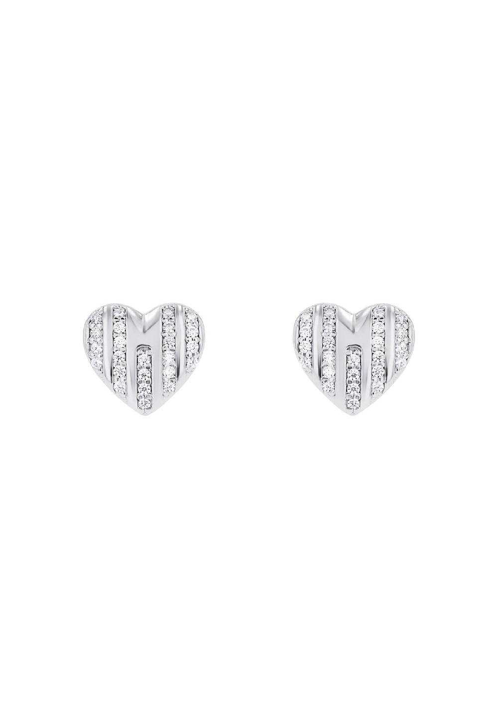 S.Oliver Silber-Ohrstecker mit Zirkonia-Steinen in Herzform Online Shopping