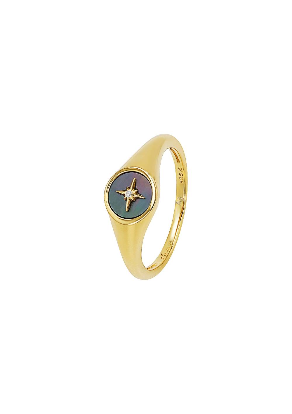S.Oliver gelbvergoldeter Silber-Ring mit Stern-Motiv Exklusivangebot