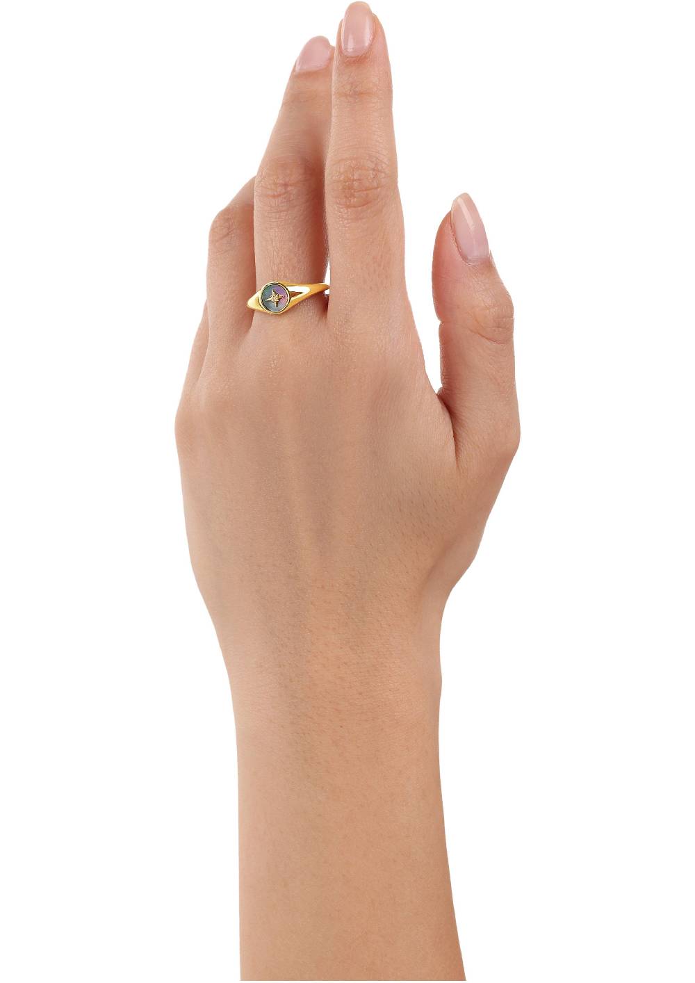 S.Oliver gelbvergoldeter Silber-Ring mit Stern-Motiv Exklusivangebot