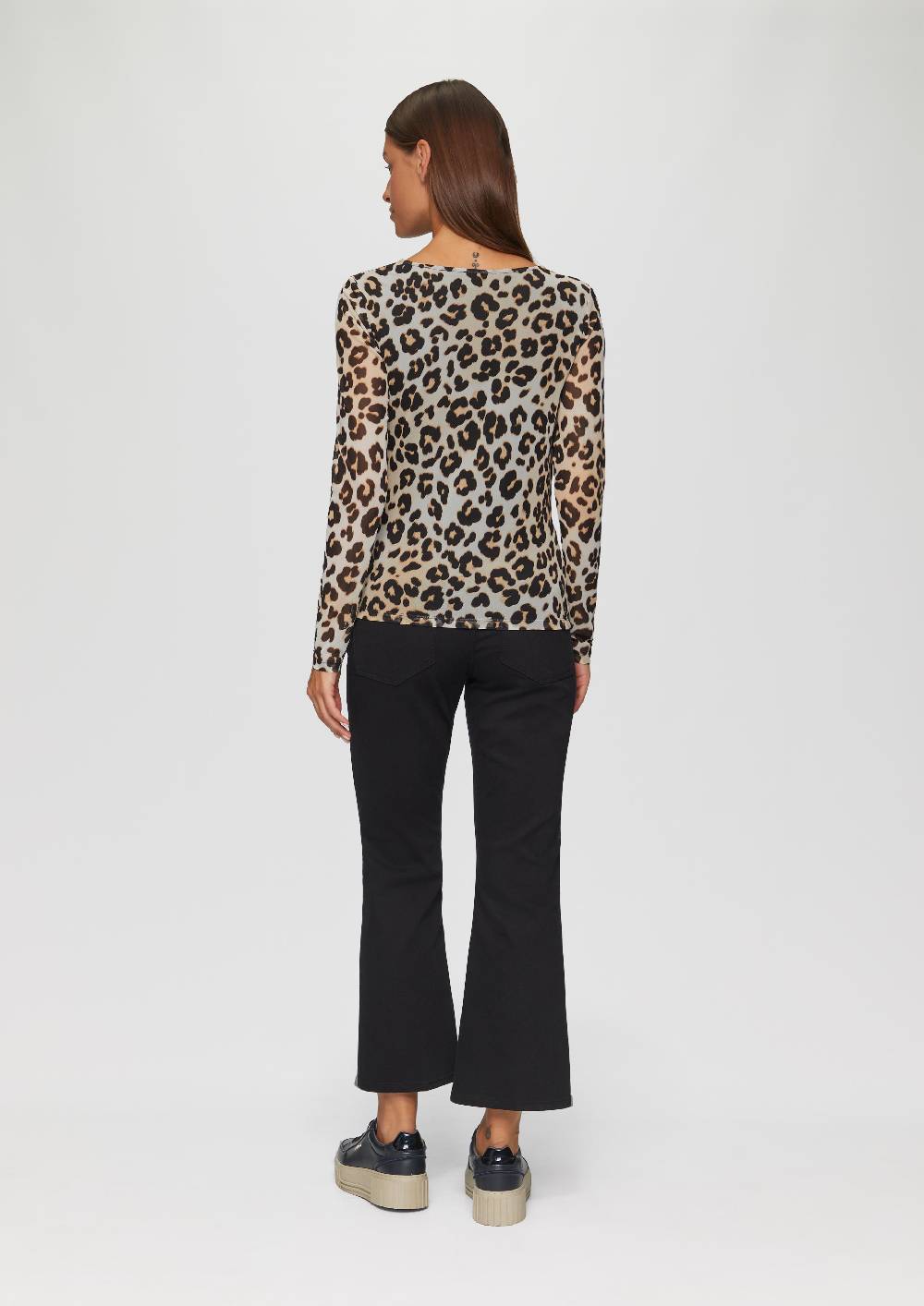 S.Oliver Mesh-Shirt mit asymmetrischer Raffung und Leo-Print Neueste Mode