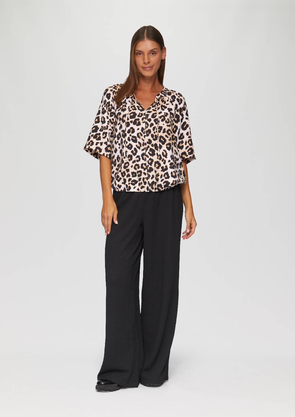 S.Oliver Strukturierte Bluse im O-Shape mit Raffdetails Kauf eins, bekomm eins gratis