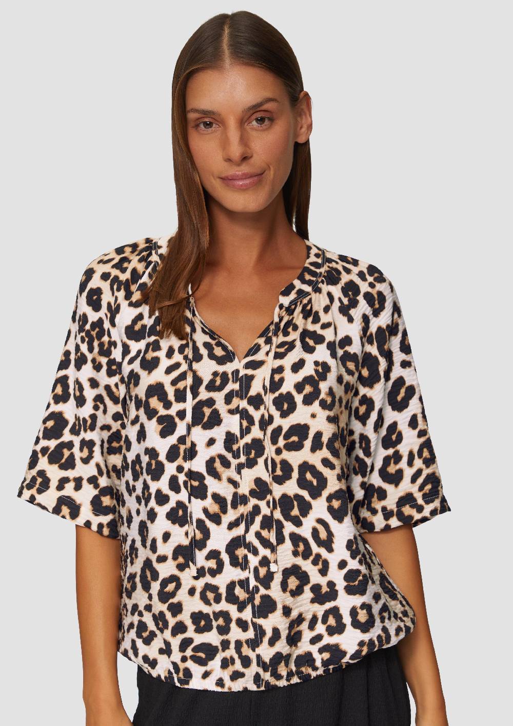 S.Oliver Strukturierte Bluse im O-Shape mit Raffdetails Kauf eins, bekomm eins gratis