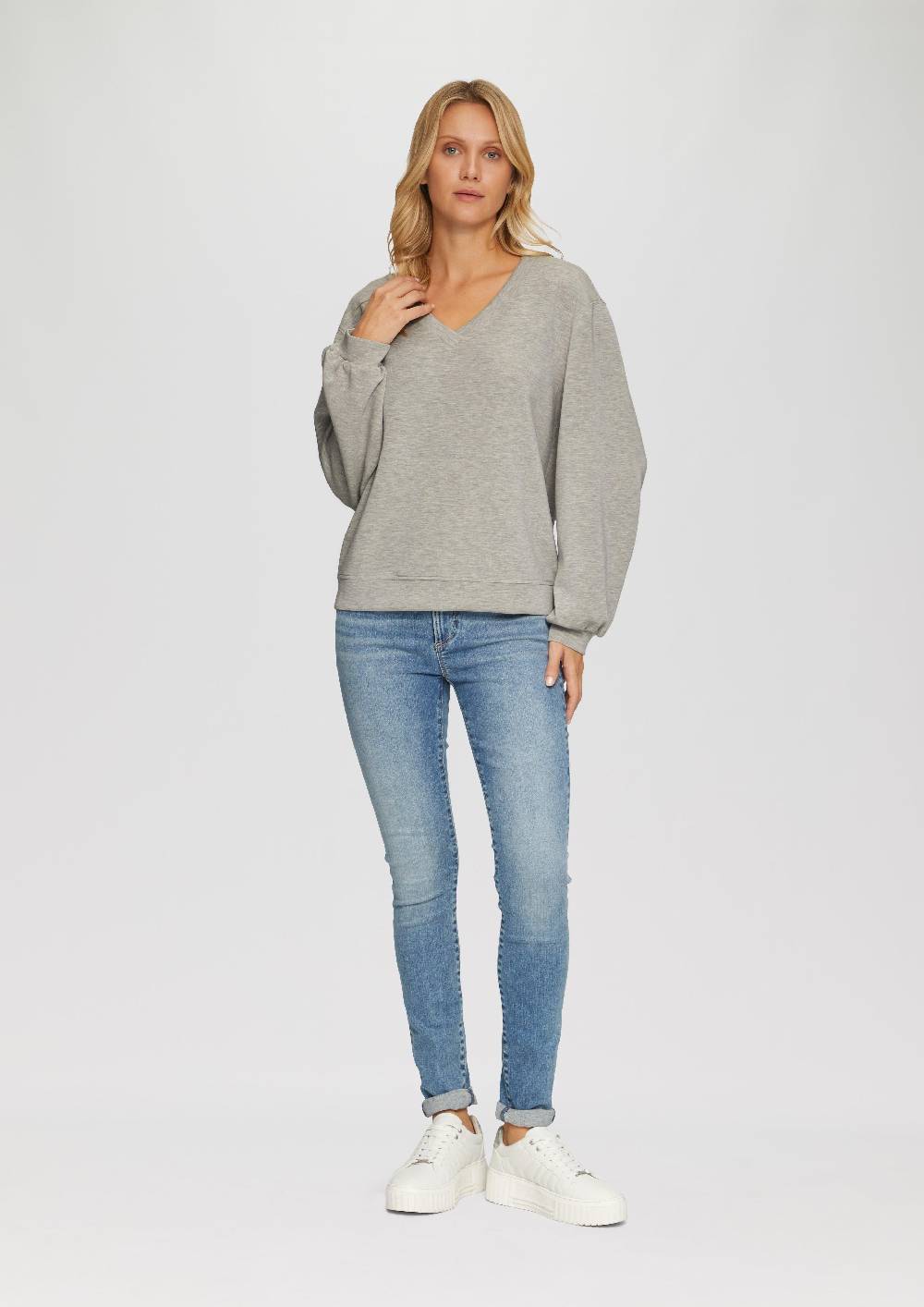 S.Oliver Scuba-Sweatshirt mit V-Ausschnitt Super Sparpreis
