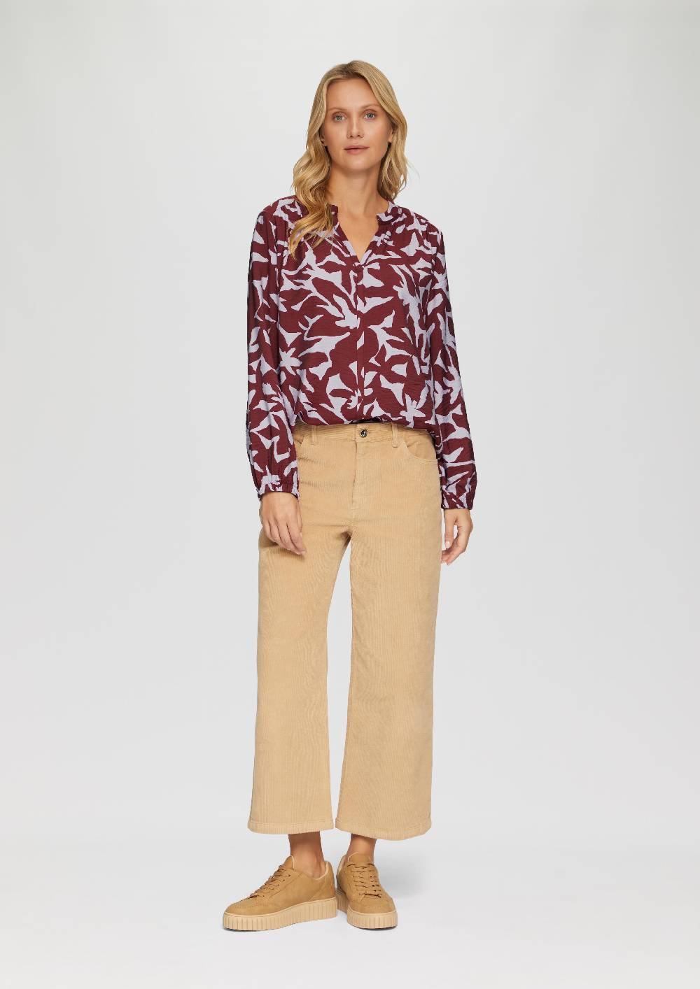 S.Oliver Strukturierte Viskose-Bluse mit All-over-Print Kostenlose Rückgabe