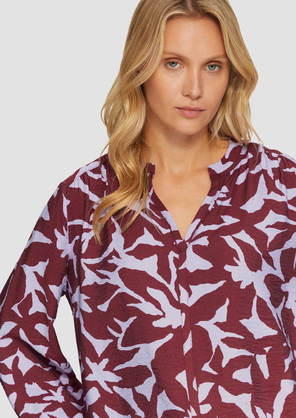 S.Oliver Strukturierte Viskose-Bluse mit All-over-Print Kostenlose Rückgabe