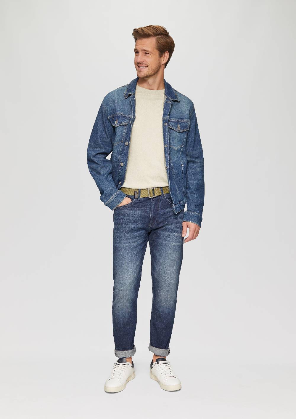 S.Oliver Canvas-Gürtel mit Lederdetails 50% Rabatt mit kostenlosem Versand