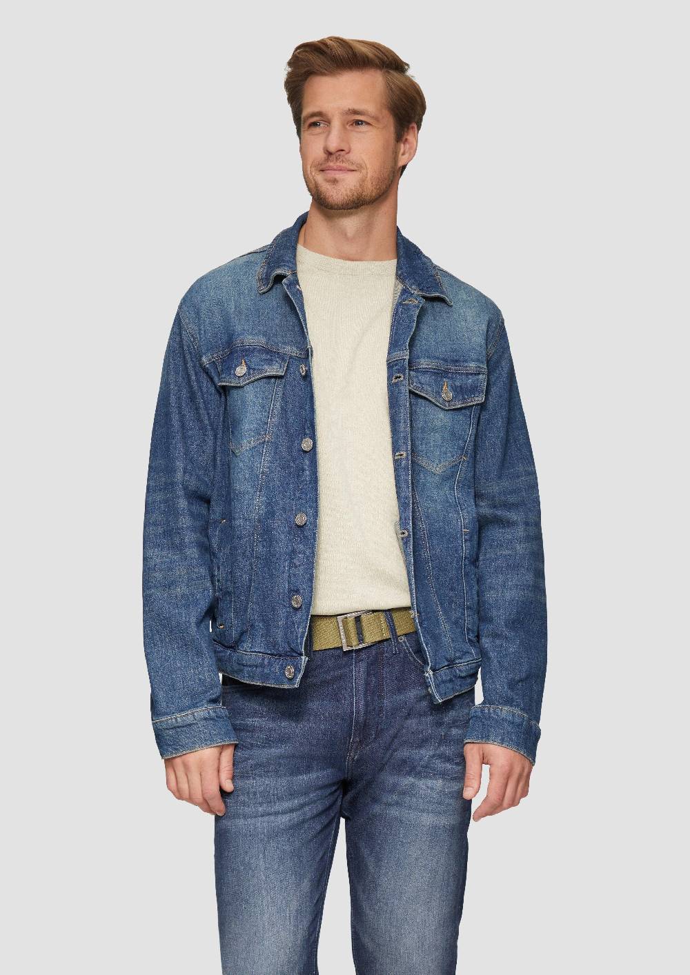 S.Oliver Canvas-Gürtel mit Lederdetails 50% Rabatt mit kostenlosem Versand