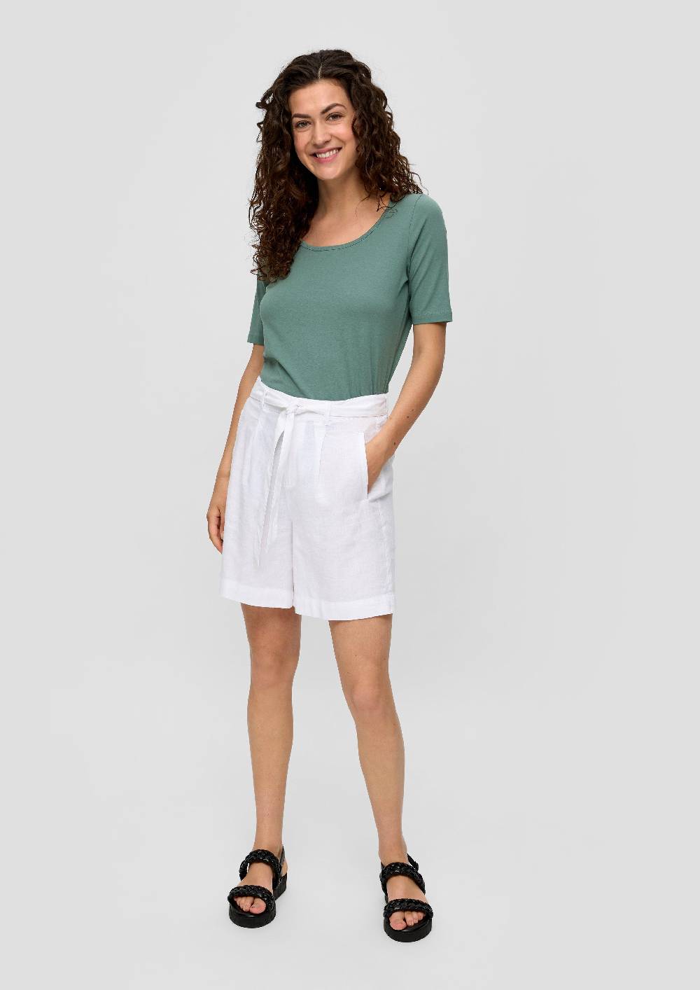 S.Oliver Elastisches Jersey-Shirt mit U-Ausschnitt Sonderangebot der Fabrik