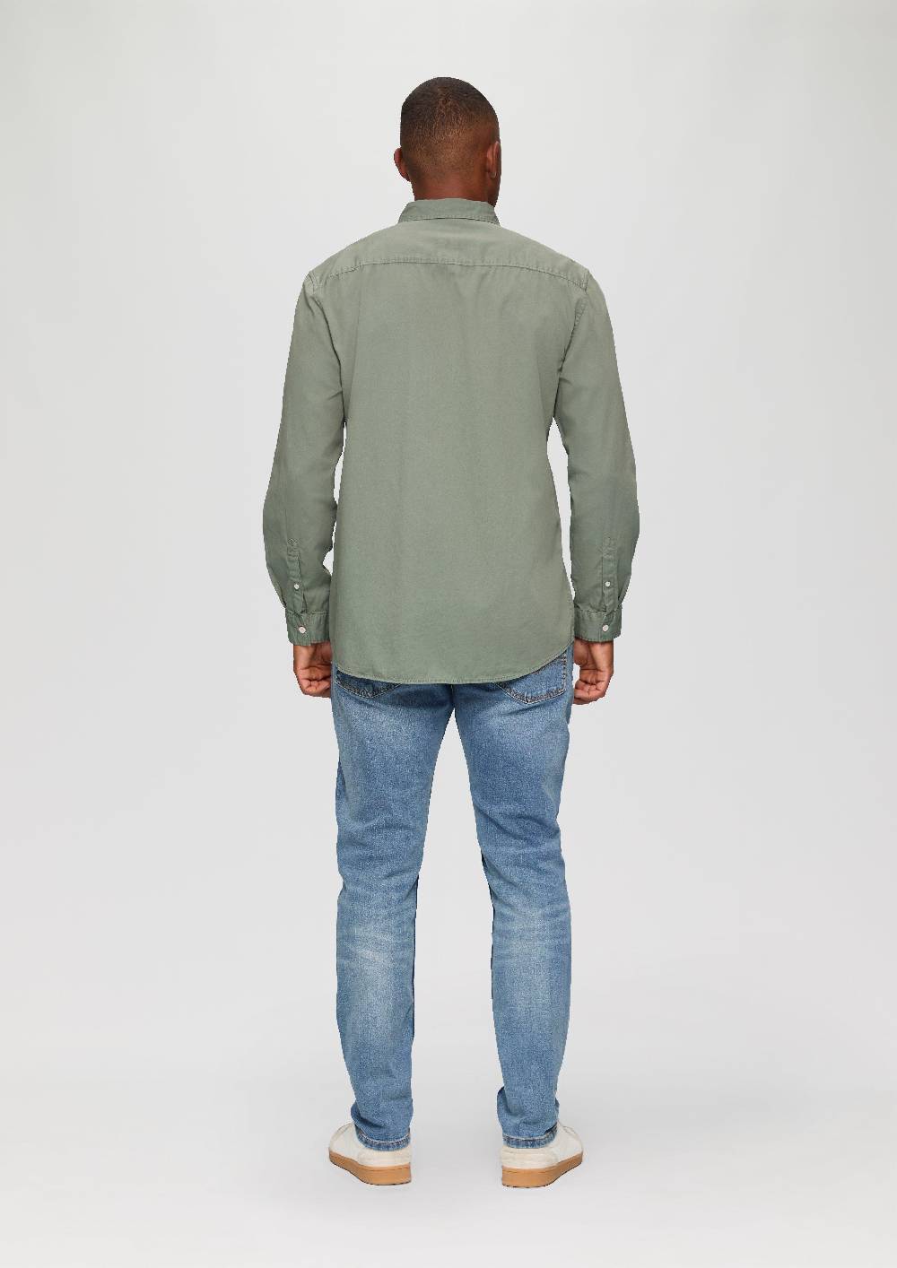 S.Oliver Garment Washed Hemd mit Logo-Stickerei Im Verkauf