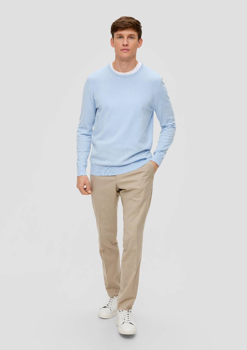 S.Oliver Strickpullover aus Seide mit Crew Neck Fabrik Onlineshop