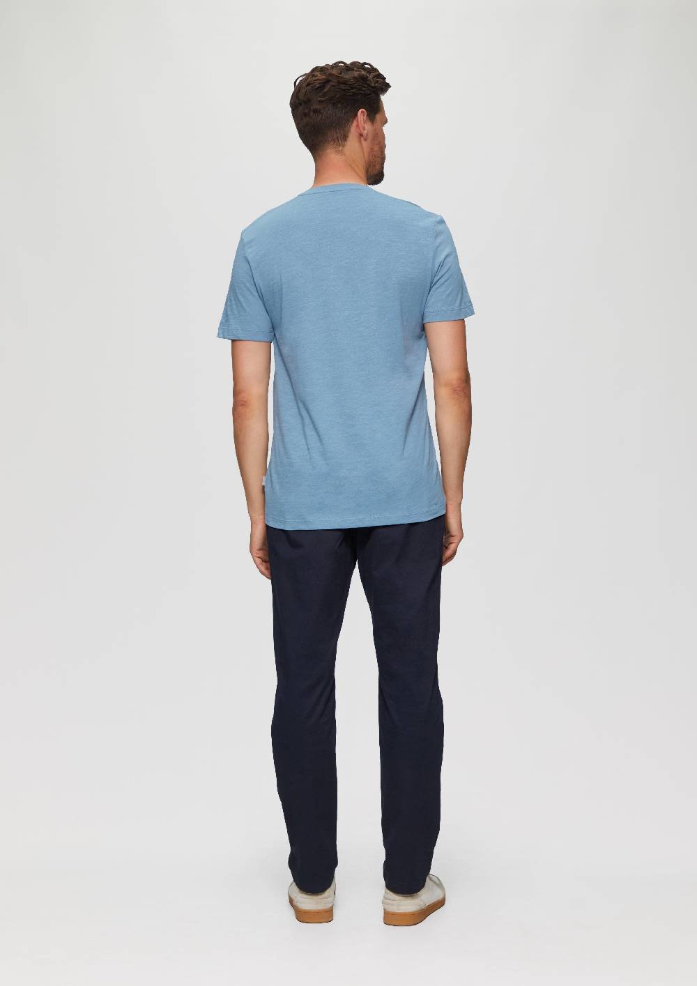 S.Oliver Baumwollshirt mit V-Ausschnitt und Flammgarnstruktur Black Friday