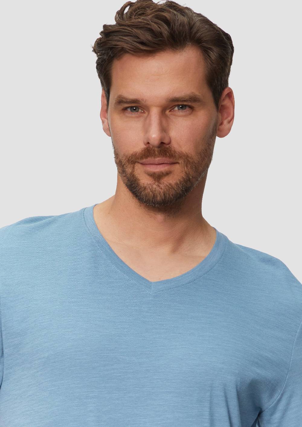 S.Oliver Baumwollshirt mit V-Ausschnitt und Flammgarnstruktur Black Friday