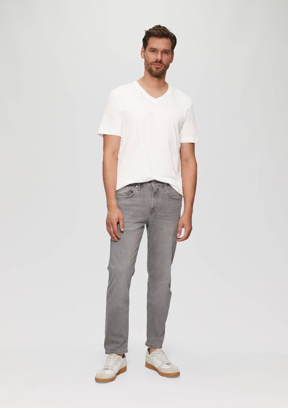 S.Oliver Baumwollshirt mit V-Ausschnitt und Flammgarnstruktur Cyber Monday