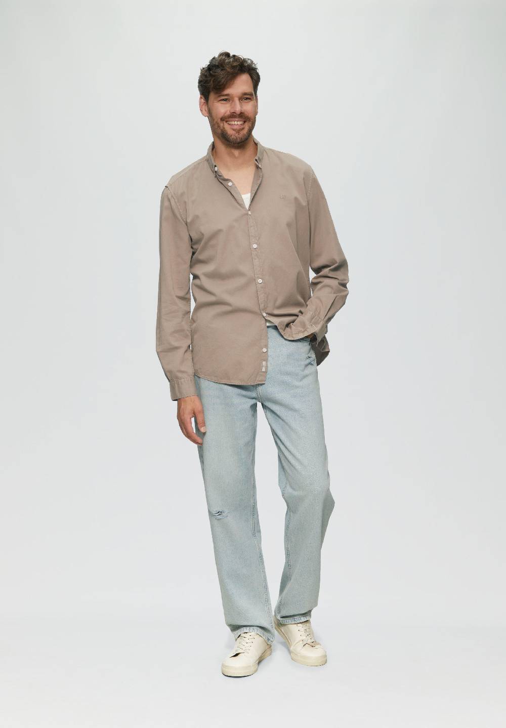 S.Oliver Garment Washed Hemd mit Logo-Stickerei Blitzangebot