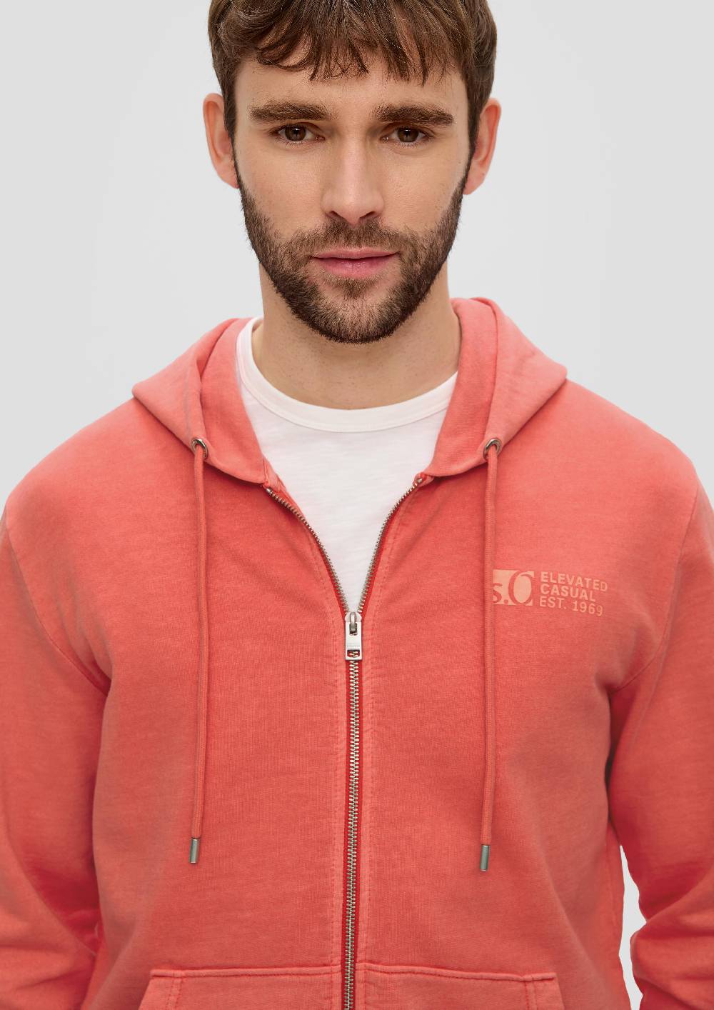 S.Oliver Sweatshirtjacke mit Garment Dye und Kapuze Räumungsverkauf