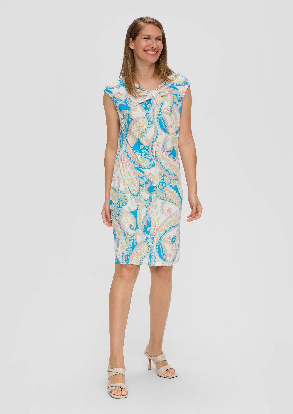 S.Oliver Ärmelloses Kleid mit All-over-Print und Knoten-Detail 50% Rabatt mit kostenlosem Versand