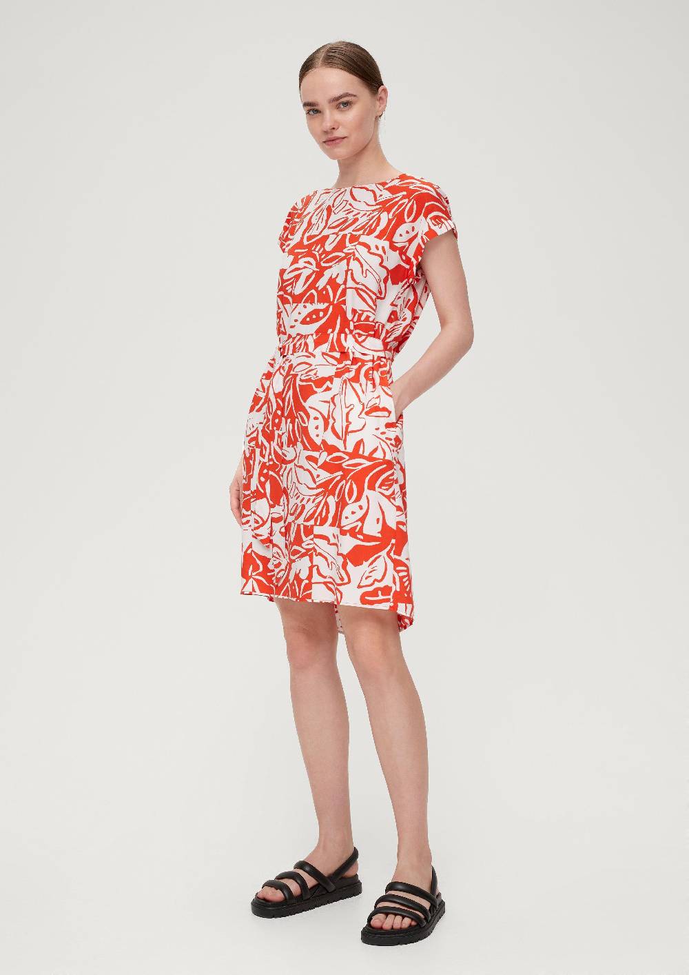 S.Oliver Kleid mit Bindeband aus Viskose Tiefpreis