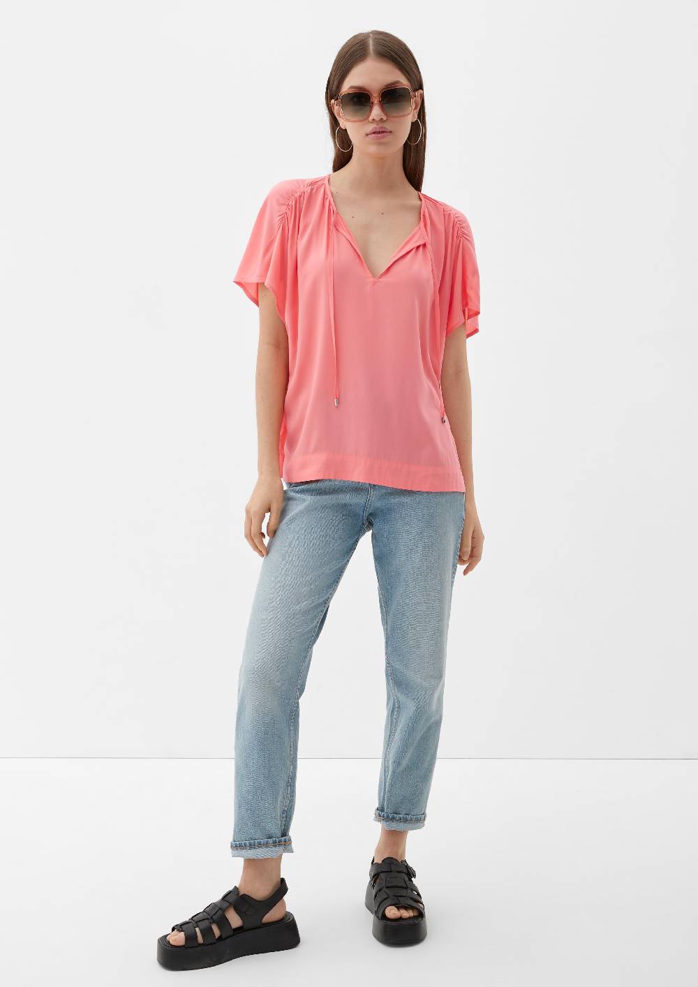 S.Oliver Viskosebluse mit Raffung Zeitbegrenzte Promotion
