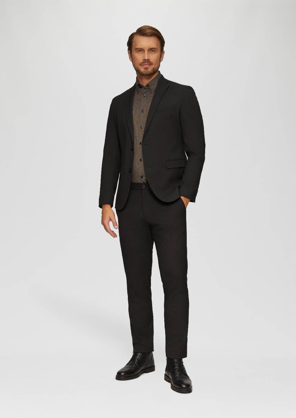 S.Oliver Tailored Fit: Hemd mit Hahnentrittmuster Riesige Rabatte