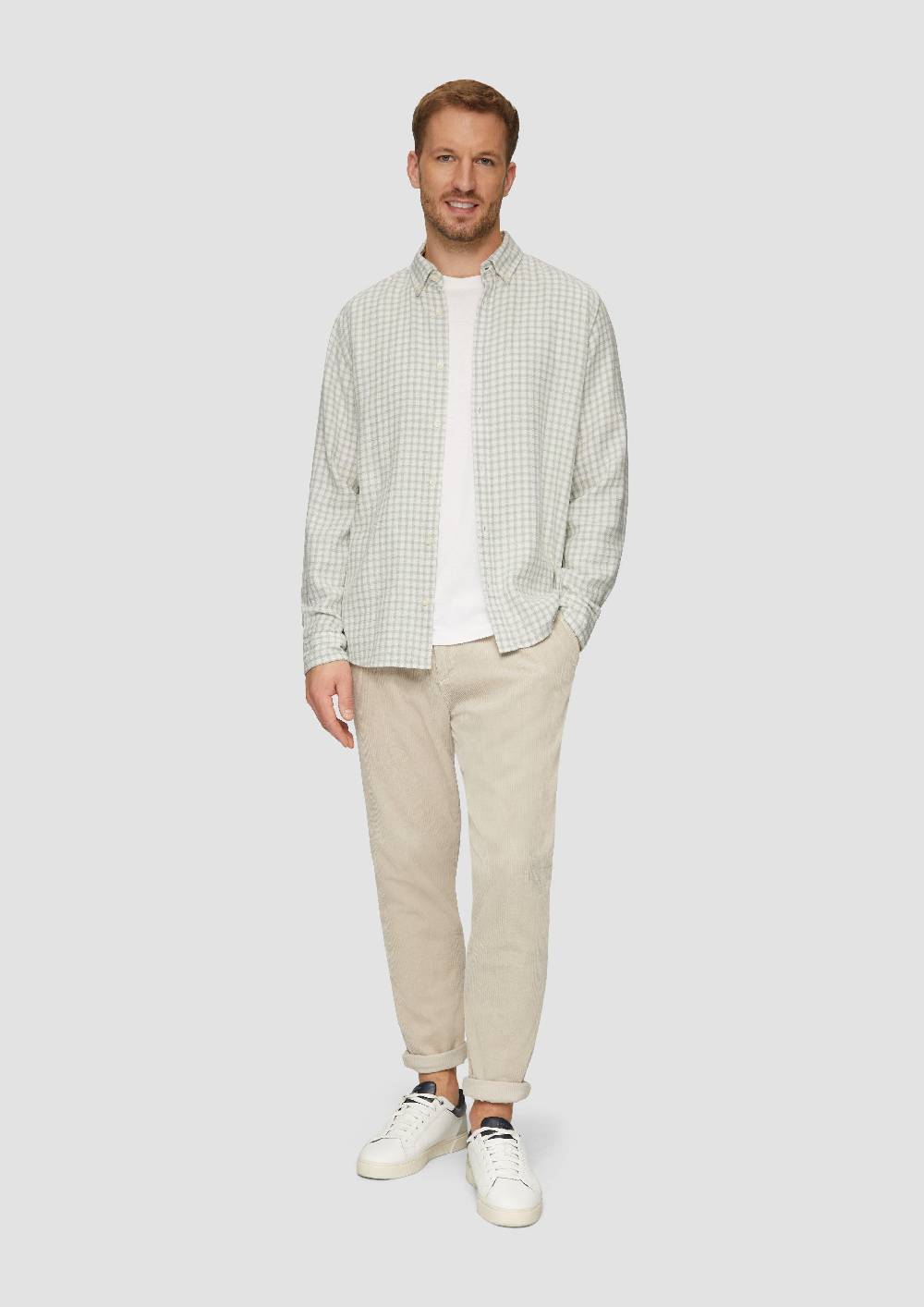 S.Oliver Regular Fit: Strukturiertes Baumwollhemd mit Button-down-Kragen 50% Rabatt mit kostenlosem Versand