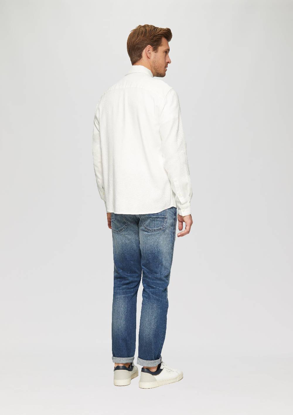 S.Oliver Regular Fit: Strukturiertes Baumwollhemd mit Button-down-Kragen Clearance-Verkauf