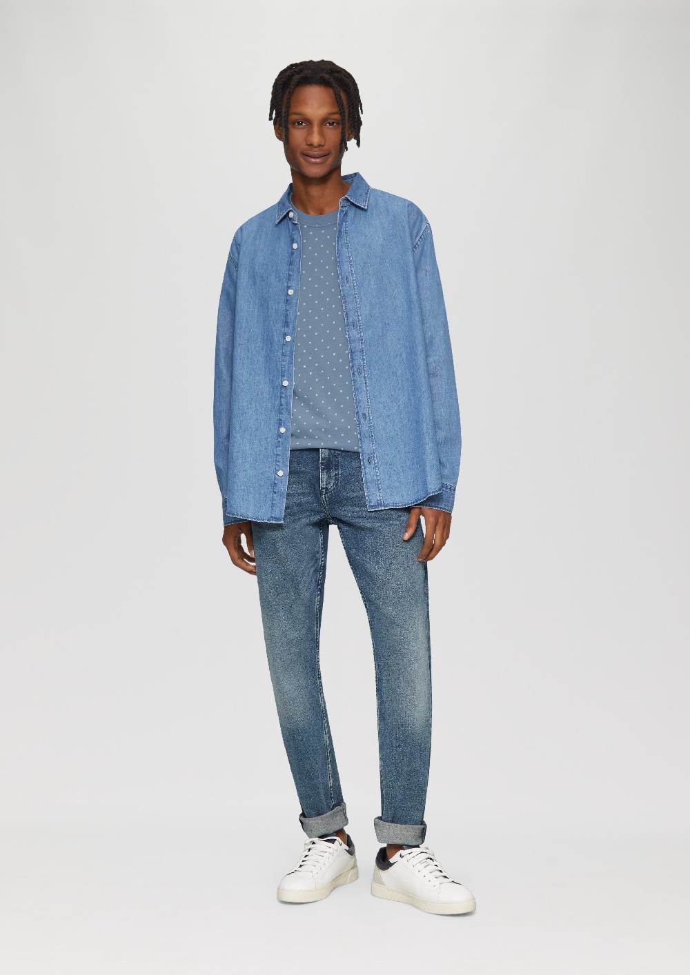 S.Oliver Gewaschenes T-Shirt mit All-over-Print Im Verkauf