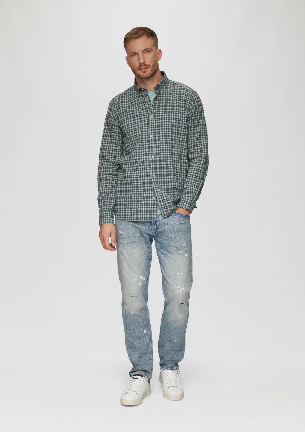 S.Oliver Regular Fit: Hemd mit Button-Down-Kragen aus Baumwollstretch Sonderangebot