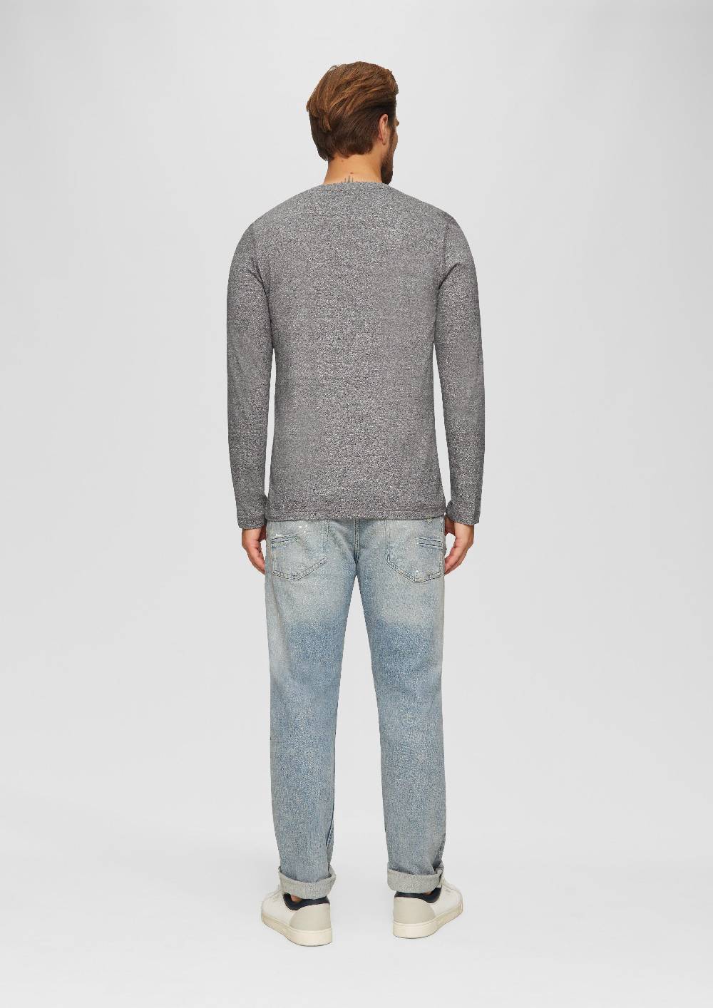 S.Oliver Meliertes Longsleeve mit Henley-Ausschnitt Preisnachlass