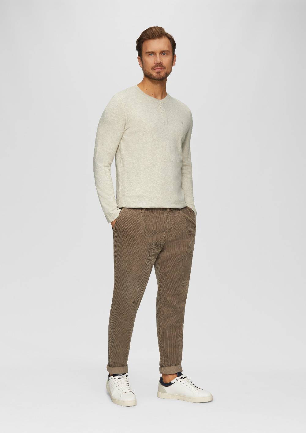 S.Oliver Meliertes Longsleeve mit Henley-Ausschnitt Black Friday