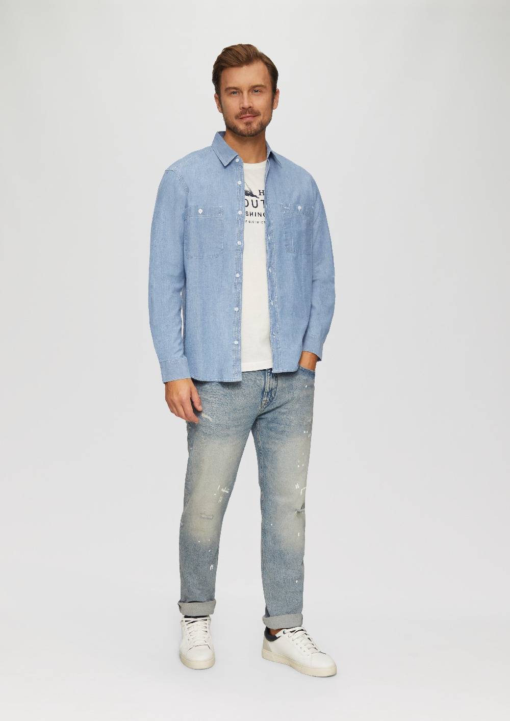 S.Oliver Regular Fit: Baumwollhemd aus Chambray Zeitlich begrenztes Angebot