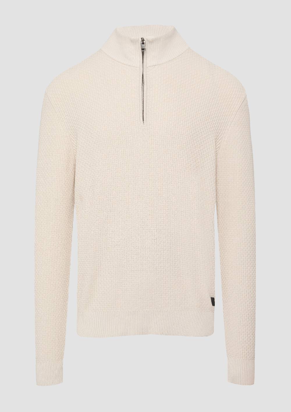 S.Oliver Strukturierter Strickpullover mit Troyerkragen VIP-Rabatte