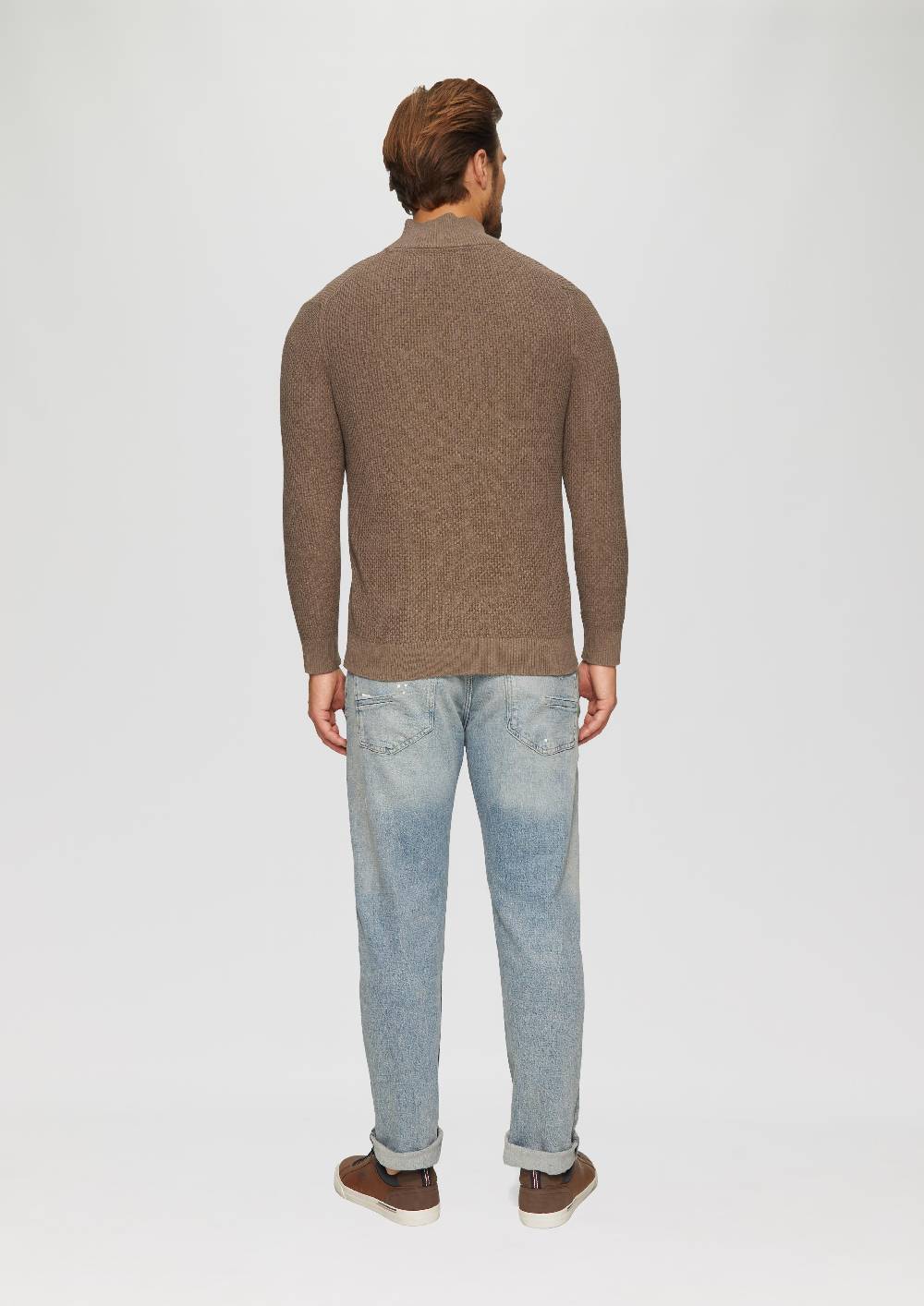 S.Oliver Strukturierter Strickpullover mit Troyerkragen Begrenzte Freigabe