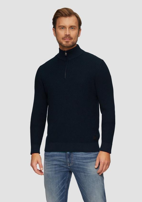 S.Oliver Strukturierter Strickpullover mit Troyerkragen Letzte 3 Tage