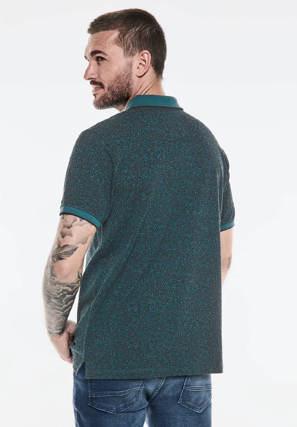 Street One Piquée Poloshirt mit Print Schlussverkauf