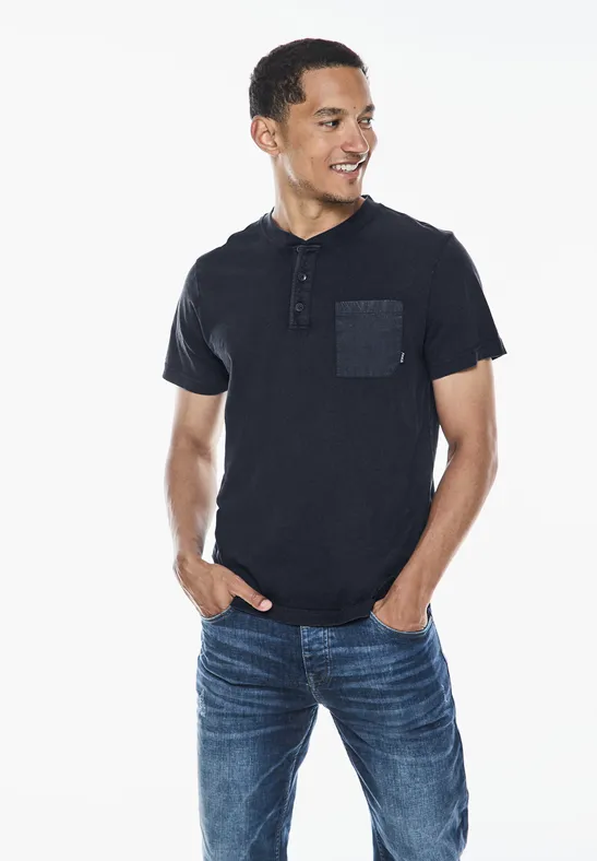 Street One Garment dye Henley Shirt Online Outlet
