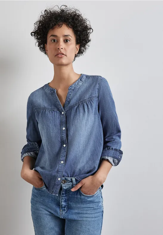 Street One Jeans-Bluse mit Rüschen im Angebot
